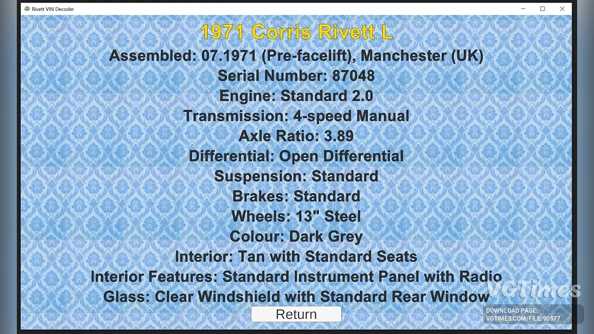 My Winter Car — Corris Rivett VIN Decoder — генератор VIN-кодов