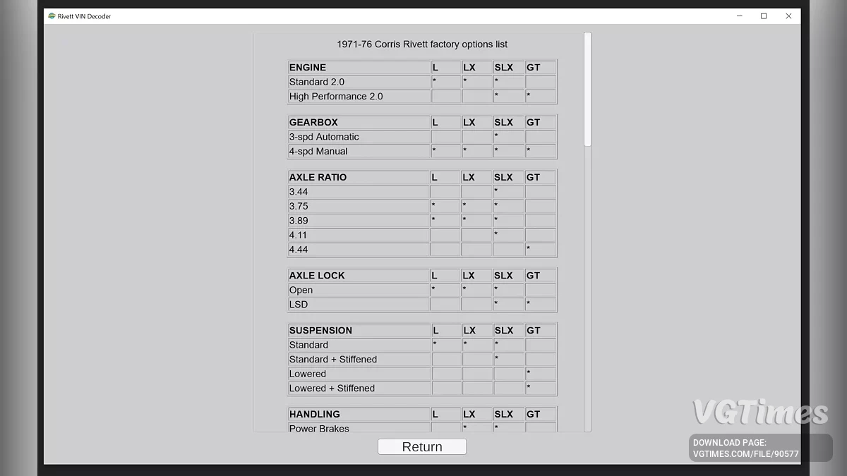 My Winter Car — Corris Rivett VIN Decoder — генератор VIN-кодов