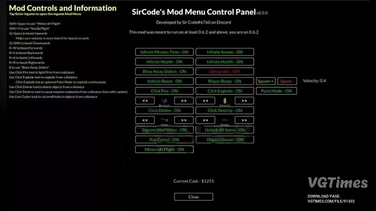 Teardown — SirCode's Mod Menu Control Panel