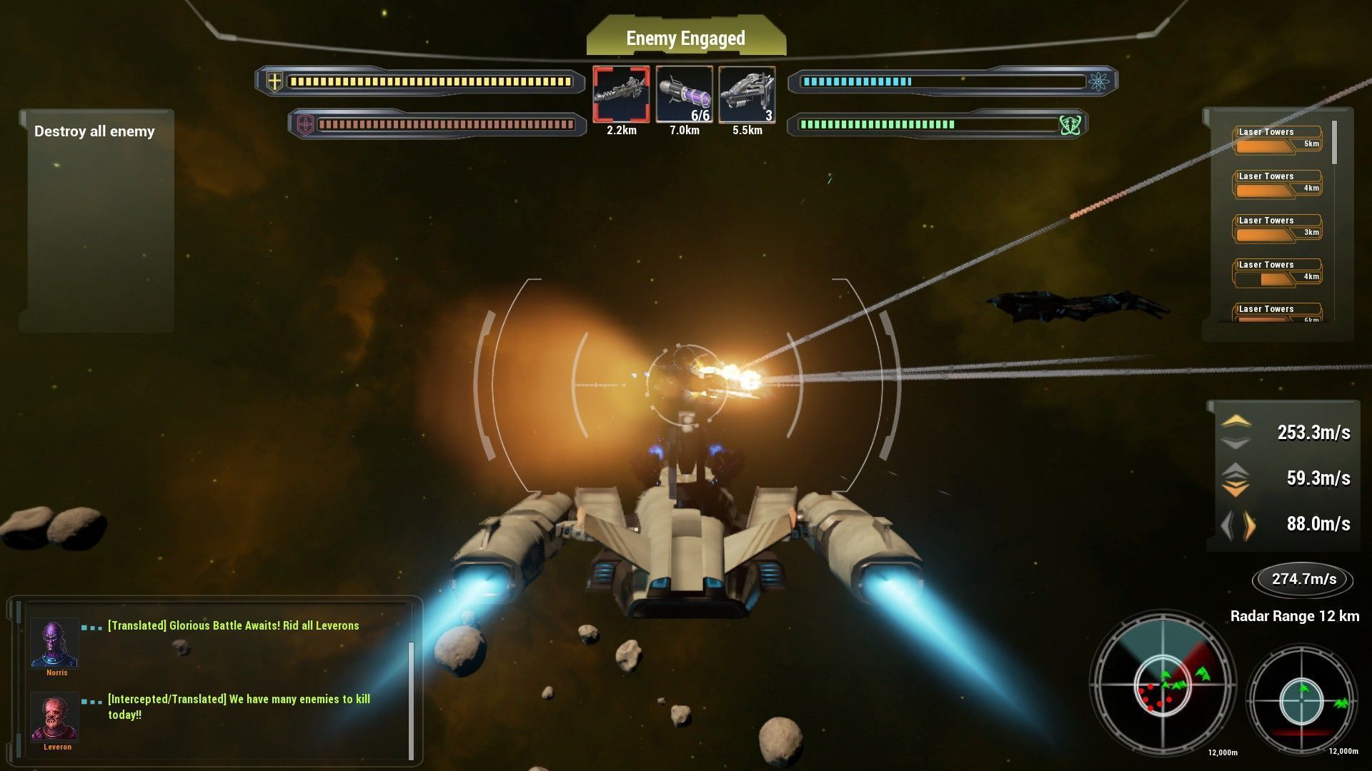 Leveron Space. Enemy engaged 2. Leveron Space game. Computer Space screenshot.