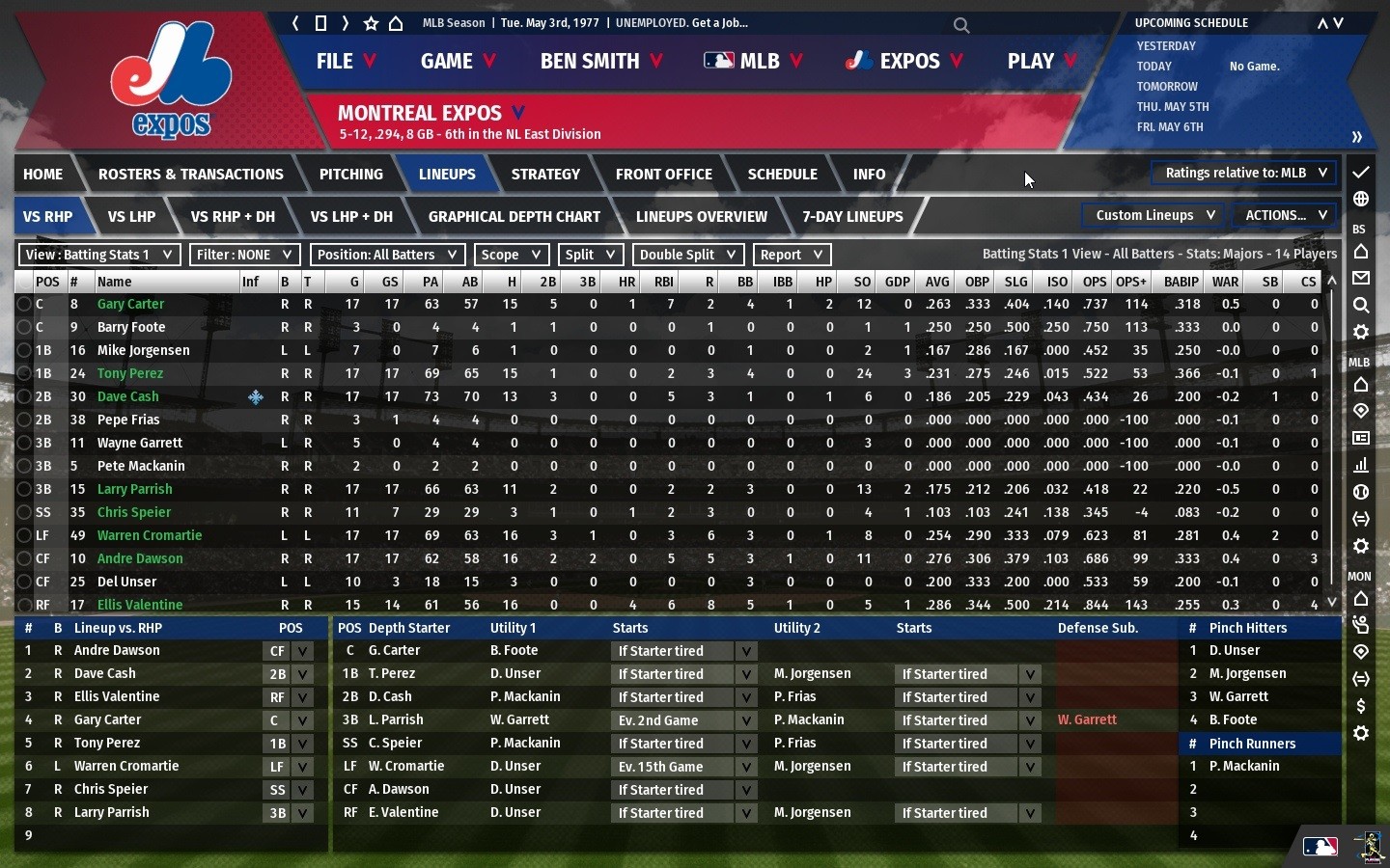 Sub start. Out of the Park Baseball 20. OOTP игра. Players stats game. Baseball Manager PC.