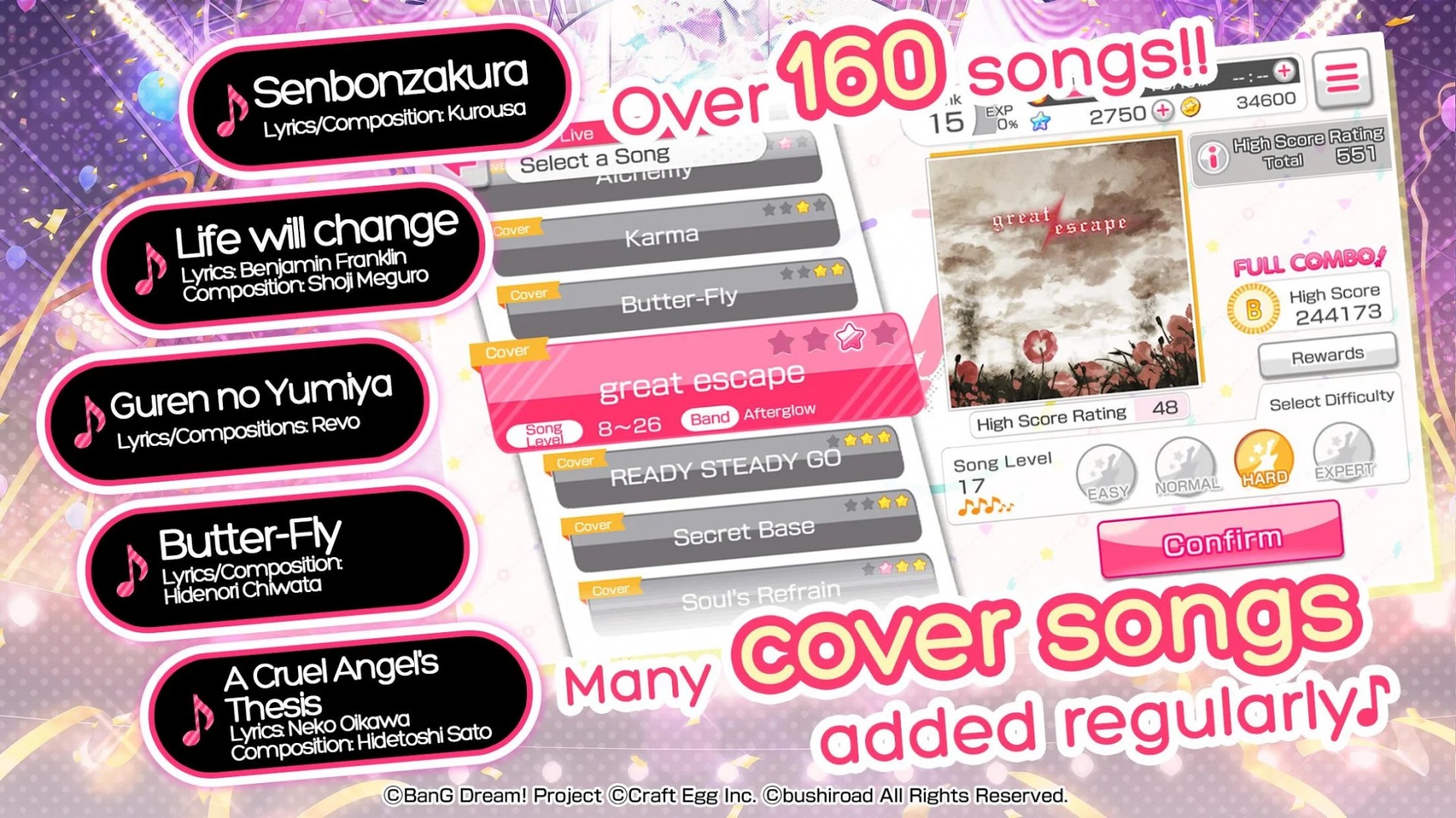 Bang Dream menu translation.