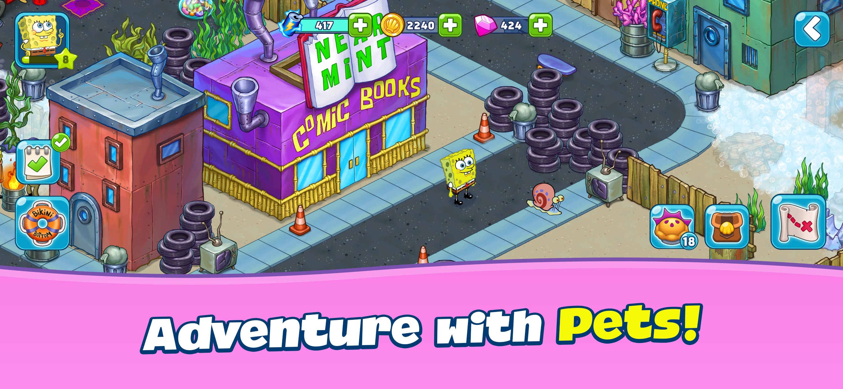 В Google Play и App Store можно бесплатно скачать новую игру про Губку Боба