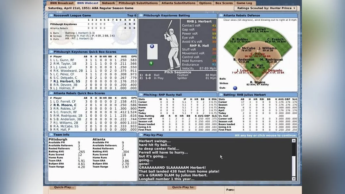 Скриншоты из Out of the Park Baseball 9