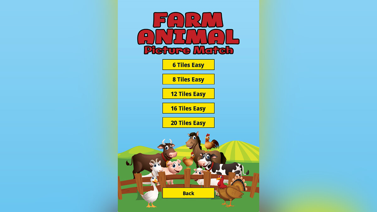 Скриншоты Farm Animal Picture Match - всего 4 картинки из игры