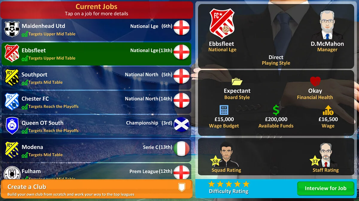 Скриншоты из Club Soccer Director 2019