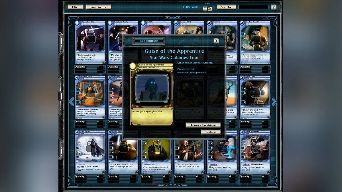 Скриншоты из Star Wars Galaxies Trading Card Games : Champions of the Force