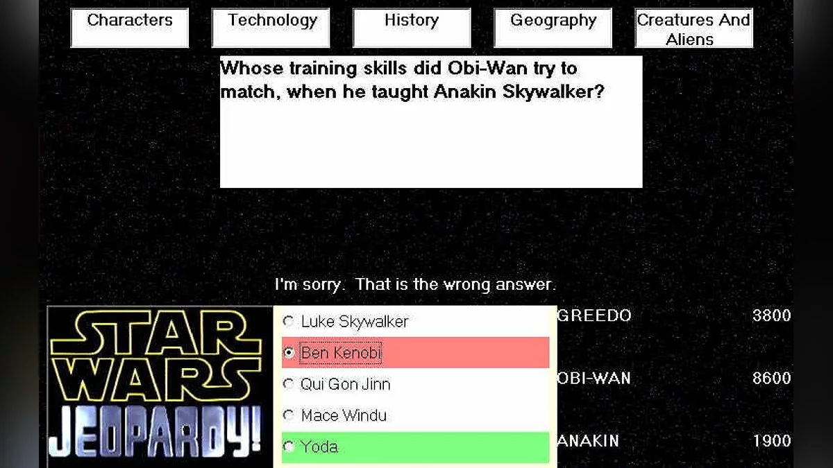 Скриншоты из Star Wars: Jeopardy