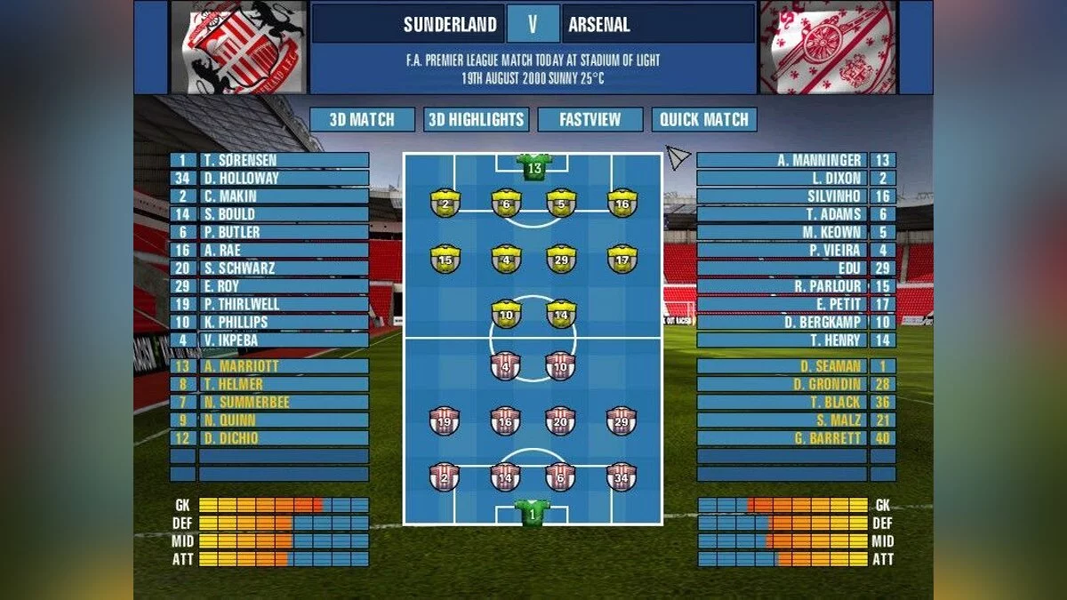 Скриншоты из FA Premier League Football Manager 2001