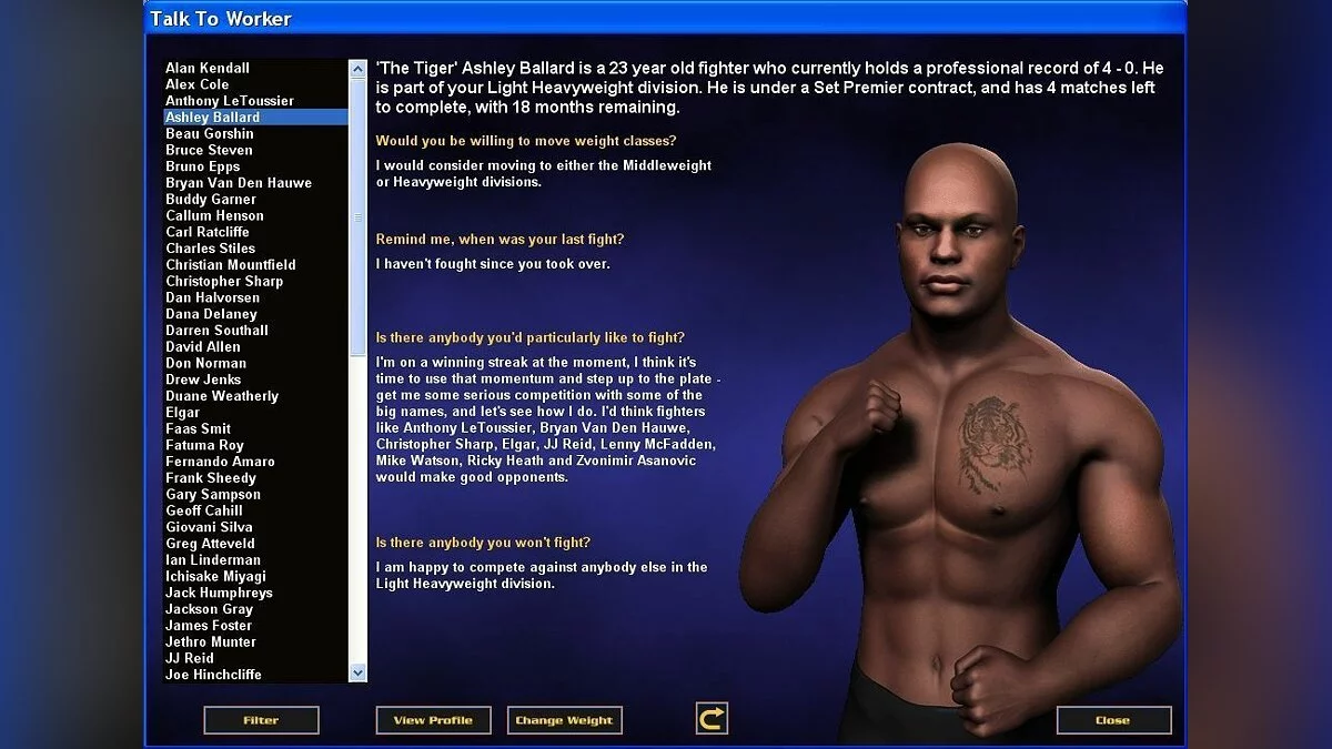 Скриншоты из World of Mixed Martial Arts