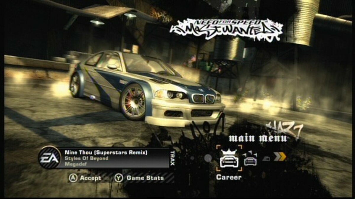 Песни из игры мост вантед. Need for Speed most wanted 2005 Xbox 360 обложка. NFS most wanted 2005 мост. NFS most wanted 2005 меню. Need for Speed most wanted главное меню.