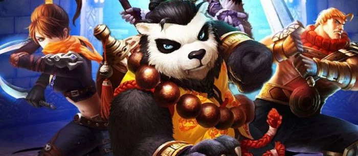 В ролике Taichi Panda сражаются девушка и азиатский мужчина в обтягивающем трико