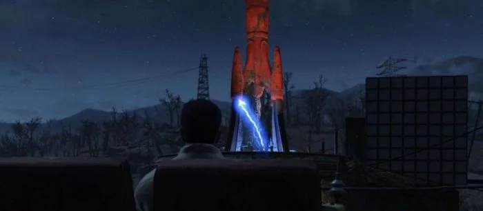 В Fallout 4  попытались повторить успешный запуск Falcon Heavy Илона Маска (неудачно)