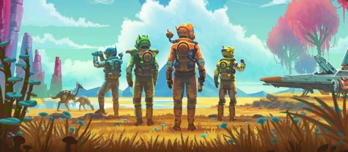 Косплей персонажей, сделанный в новом редакторе No Man's Sky — Джанго Фетт, Джа-Джа Бинкс, Капитан Сокол и музыкант из Daft Punk