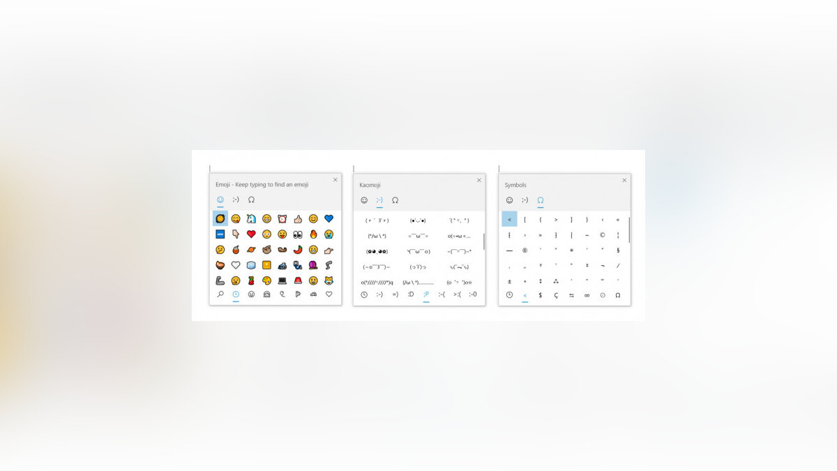 В Windows 10 появились новые смайлики ¯\_(ツ)_¯