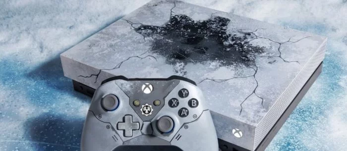 Microsoft показала Xbox One X с уникальной раскраской в стиле Gears 5 — видео и фото