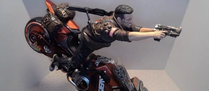 На видео подробно показали фигурку с байком из коллекционки Cyberpunk 2077