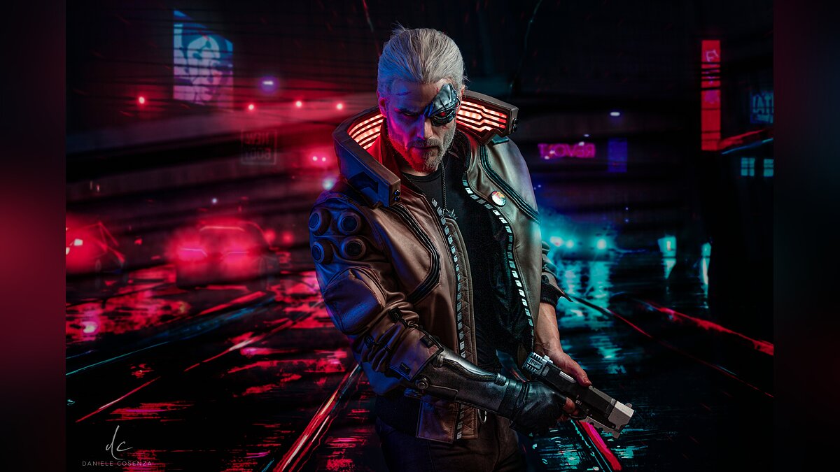 Потрясающий косплей на Геральта в мире Cyberpunk 2077