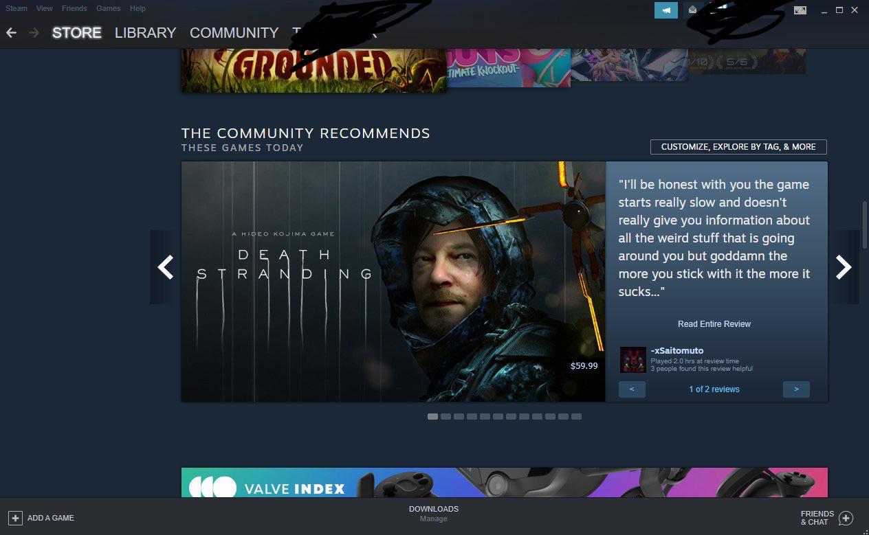 Steam показал игроку уморительный отзыв Death Stranding на главной странице