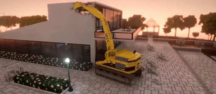 Автор игры, похожей на Minecraft с реалистичной разрушаемостью, показал поджог и работу экскаватора