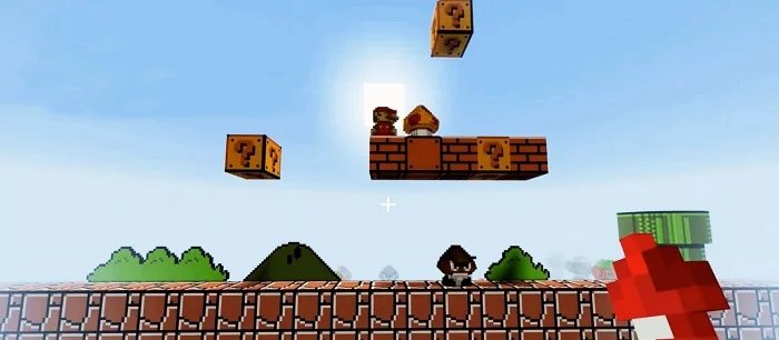 В Minecraft фанат воссоздал первый мир из Super Mario Bros. Там можно собирать монеты