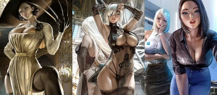 Художник рисует сексуальные версии леди Димитреску, 2B, Самсунг-тян, Цири и многих других девушек — фото