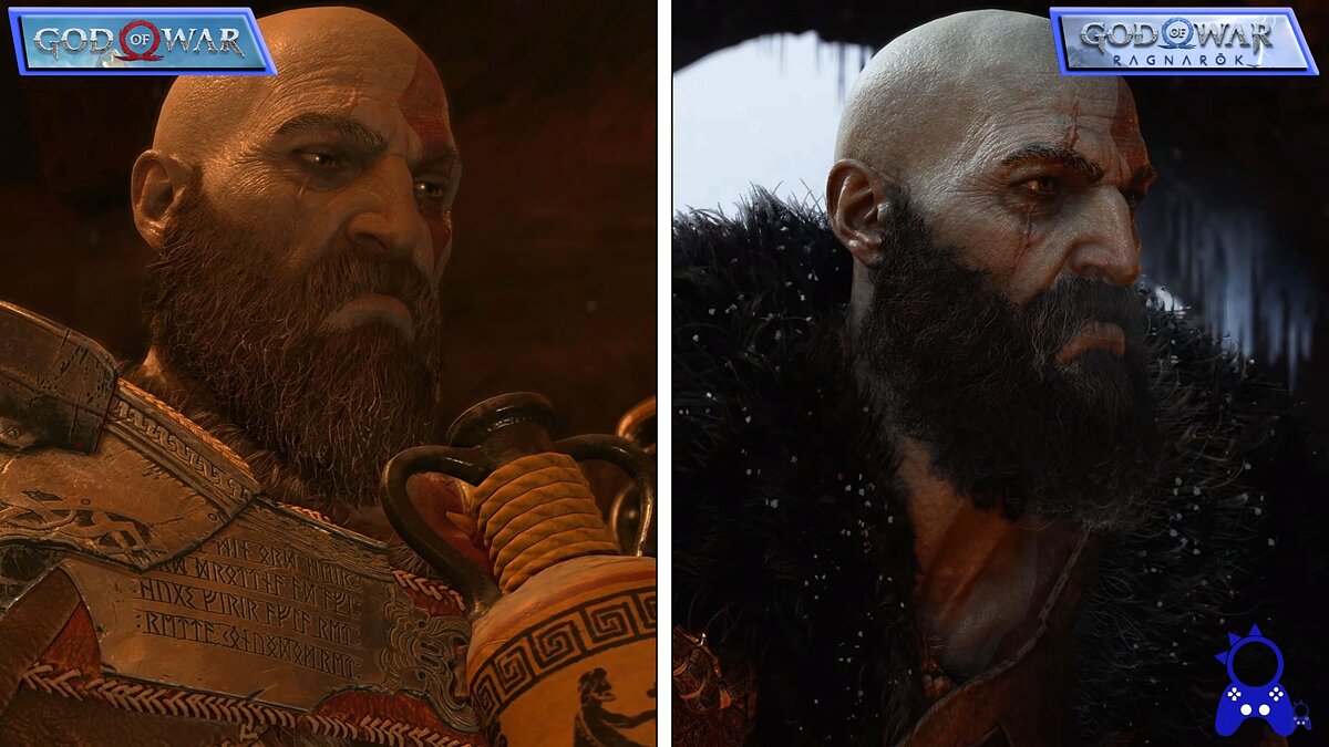 На видео сравнили графику между God of War: Ragnarok и God of War 2018 года  и показали отличия