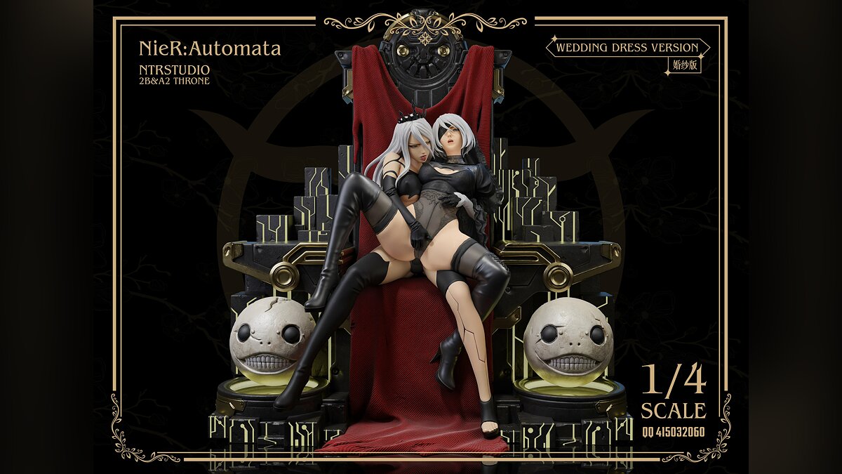 Представлены эротические фигурки ласкающихся 2B и A2 из Nier Automata. Одну  из девушек можно раздеть (18+)