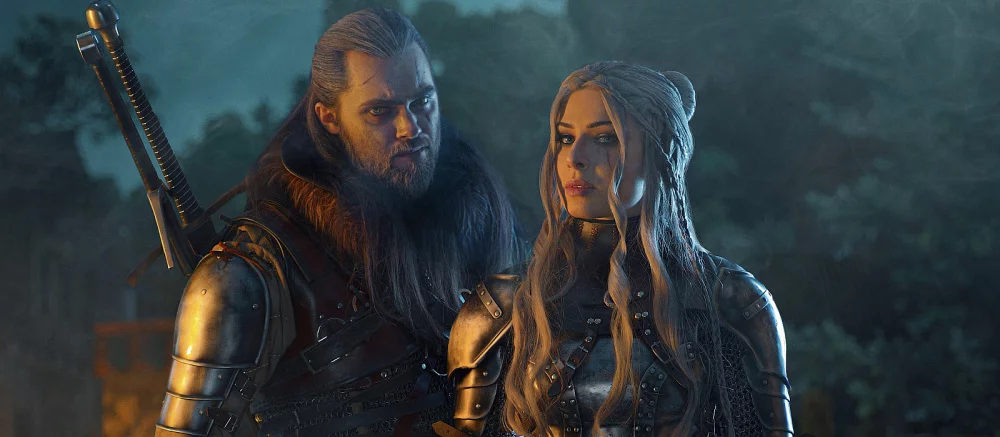 Красивая пара показала качественный косплей Геральта и Цири из The Witcher 3 в настоящих доспехах Школы Медведя
