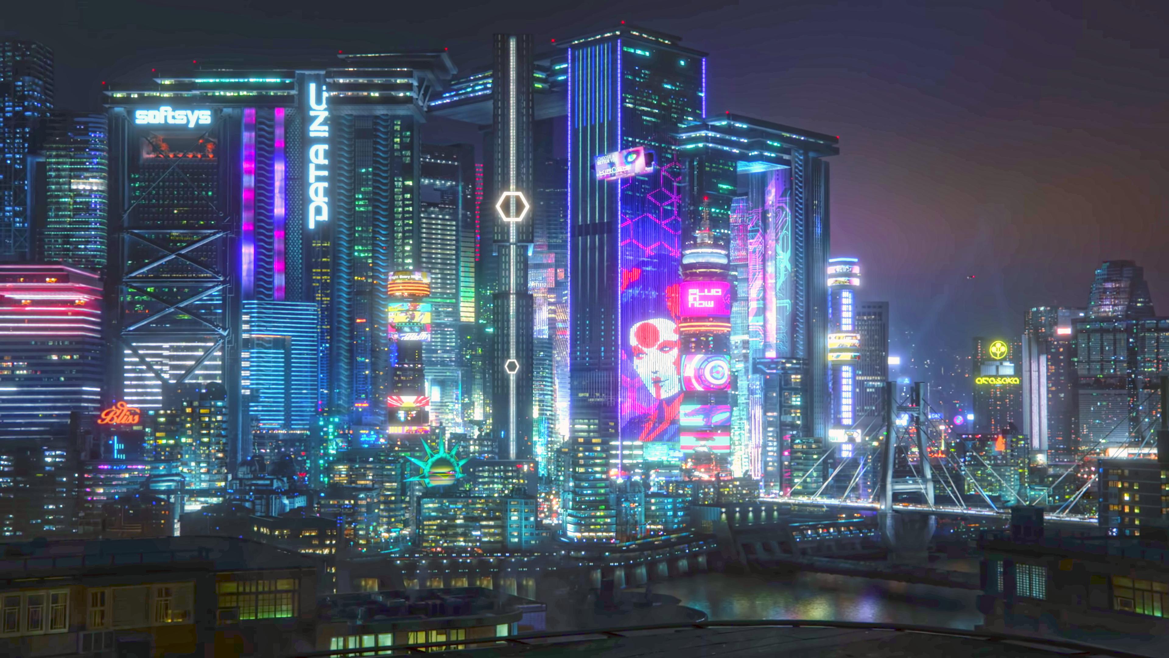 Cyberpunk neon city фото 103