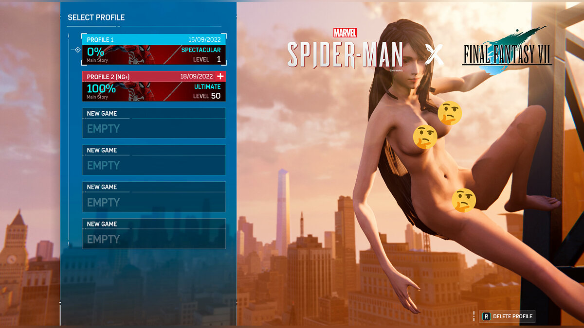 В Spider-Man добавили полностью голую Тифу из Final Fantasy 7 и показали её  с разных расурсов