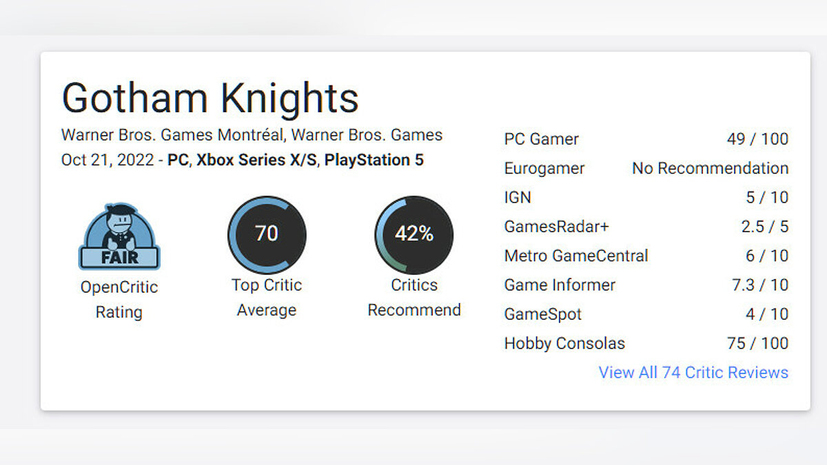 Gotham Knights Reviews - OpenCritic