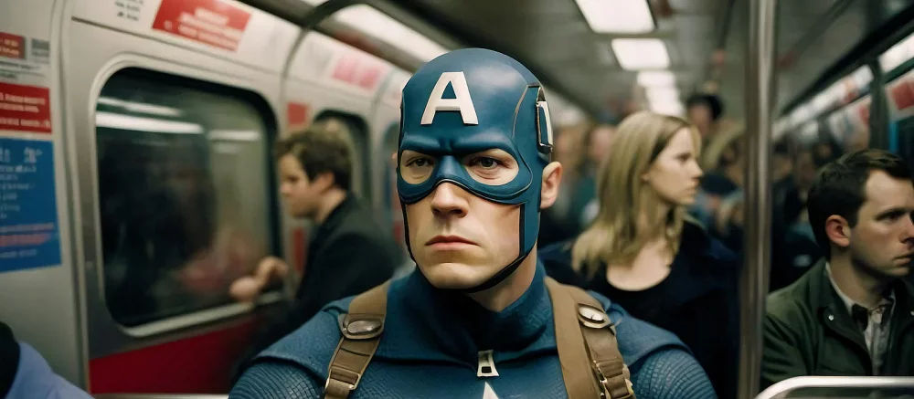 Бэтмен, Железный человек и Алая Ведьма в метро: нейросеть показала супергероев в общественном транспорте