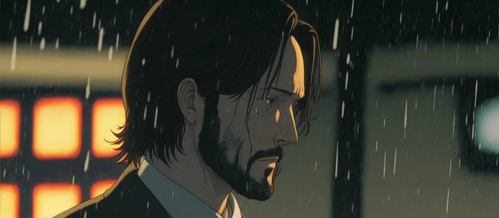 Нейросеть показала, как мог бы выглядеть «Джон Уик» в виде олдскульного аниме