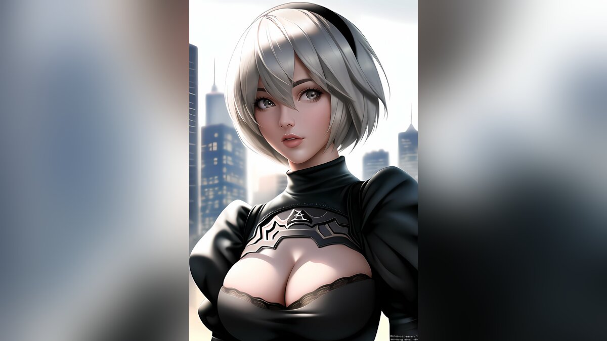 Искусственный интеллект нарисовал горячие арты с 2B из Nier: Automata.  Героине сделали большую грудь