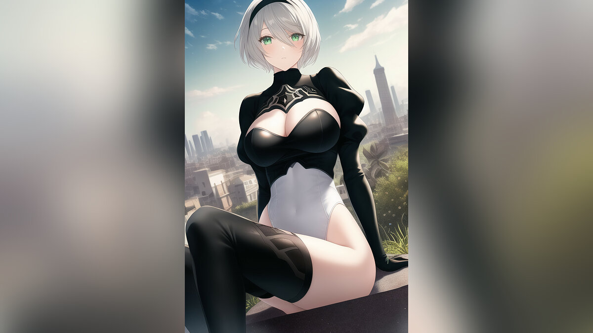 Искусственный интеллект нарисовал горячие арты с 2B из Nier: Automata.  Героине сделали большую грудь