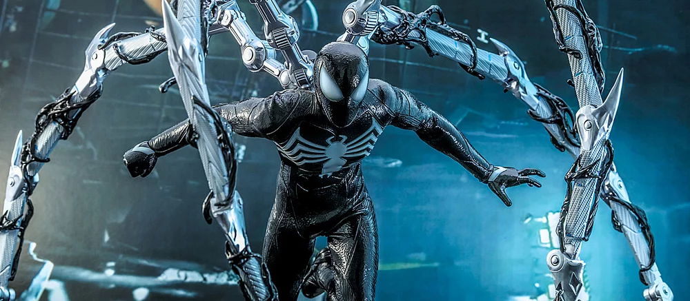 Показана коллекционная фигурка Железного паука в чёрном костюме-симбиоте по Marvel's Spider-Man 2