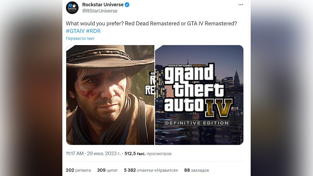 Red Dead Redemption или GTA 4? Ремастер какой игры геймеры хотят больше  (опрос)