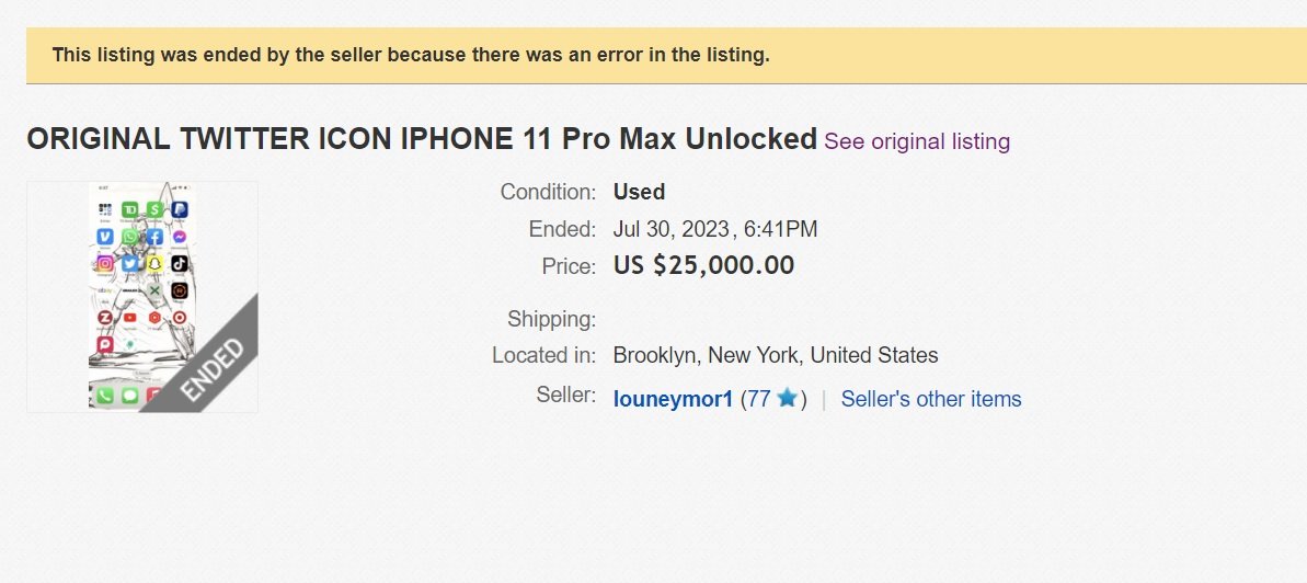 
          Кто-то решил подзаработать и хотел продать iPhone со старым логотипом Twitter за $25 тыс
        