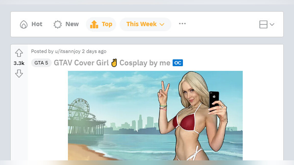 Девушка закосплеила блондинку с обложки GTA 5 и попала в топ на Reddit