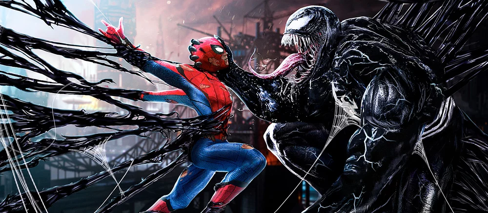 Художник показал Человека-паука и Венома в стиле мультика «Кошмар перед Рождеством» 1993 года. Персонажи сильно изменились