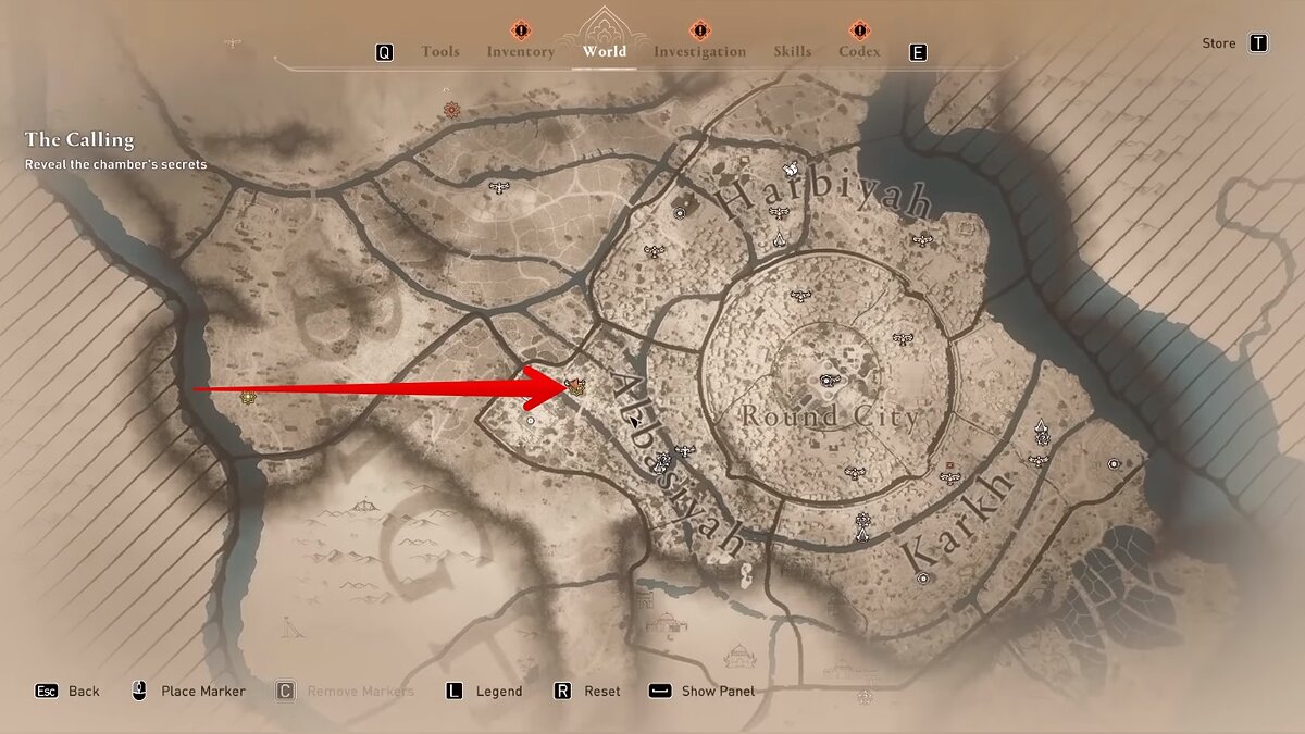 Фрагмент загадочной карты. Assassins Creed Mirage карта расследования. Местоположение в ассасин Мираж. Assassin's Creed Mirage карта Багдада все исторические места. [Таинственный фрагмент].