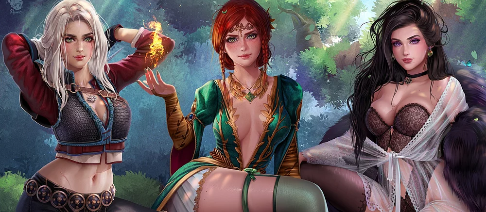 Полуголые косплеерши уединились и примерили пикантные образы Трисс, Йеннифэр и Цири из The Witcher 3