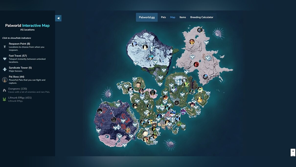 
          Интерактивная карта Palworld: ключевые места и локации в игре
        