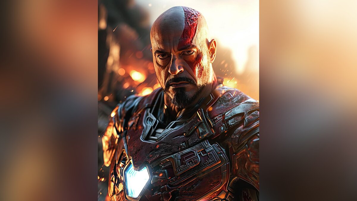 ИИ показал, как бы выглядел Кратос из God of War, если бы стал новым  Железным человеком во вселенной Marvel