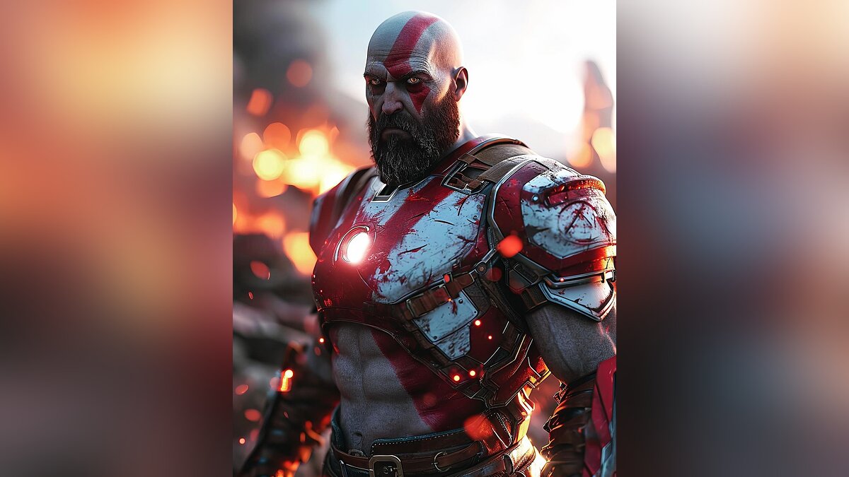 ИИ показал, как бы выглядел Кратос из God of War, если бы стал новым  Железным человеком во вселенной Marvel