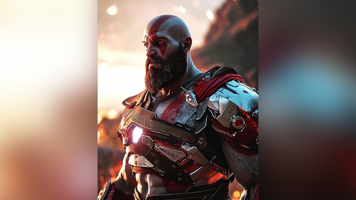 ИИ показал, как бы выглядел Кратос из God of War, если бы стал новым Железным  человеком во вселенной Marvel