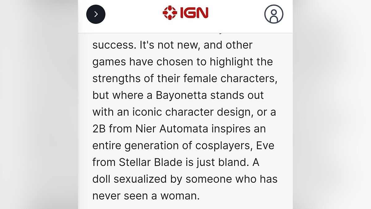 В превью Stellar Blade издание IGN France назвало женатого создателя игры  «человеком, который никогда не видел женщину»