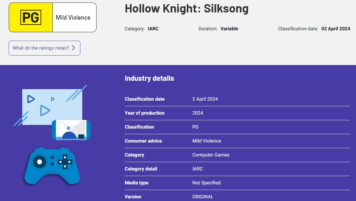 Hollow Knight: Silksong получила возрастной рейтинг в Австралии