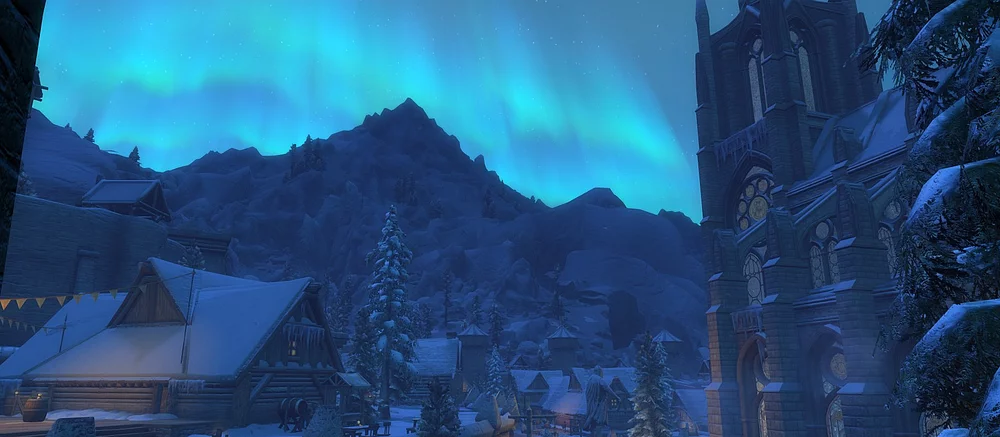 Авторы масштабного ремейка Oblivion на движке Skyrim показали полярное сияние над Брумой